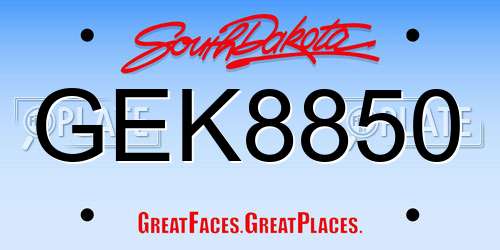 GEK8850 South Dakota License Plate