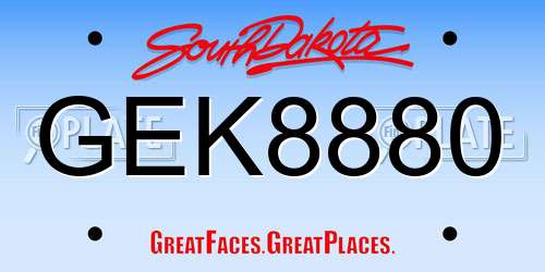 GEK8880 South Dakota License Plate