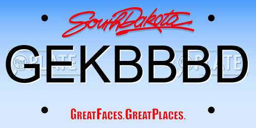 GEKBBBD South Dakota License Plate