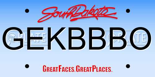 GEKBBBO South Dakota License Plate