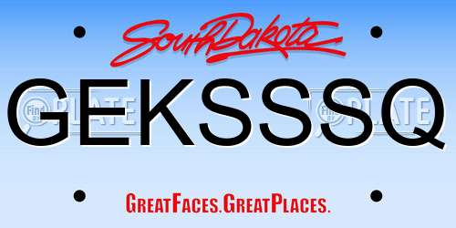 GEKSSSQ South Dakota License Plate