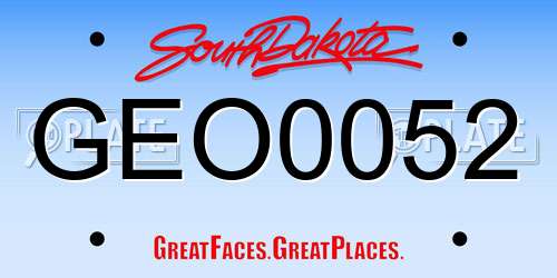 GEO0052 South Dakota License Plate