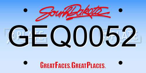 GEQ0052 South Dakota License Plate