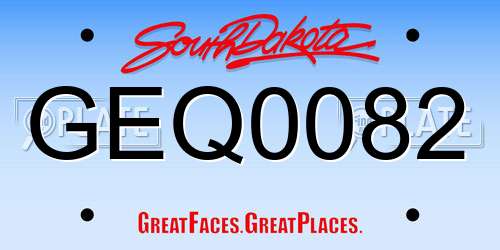GEQ0082 South Dakota License Plate