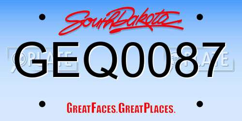 GEQ0087 South Dakota License Plate