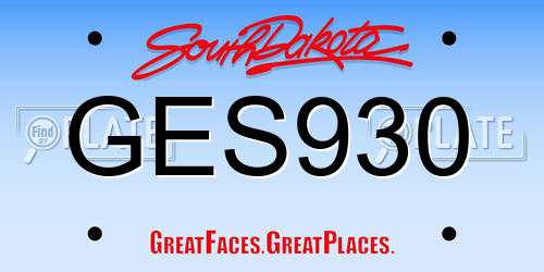 GES930 South Dakota License Plate