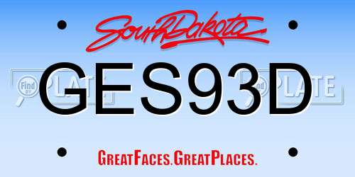 GES93D South Dakota License Plate