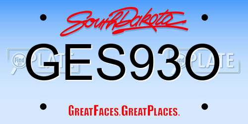GES93O South Dakota License Plate