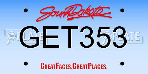 GET353 South Dakota License Plate