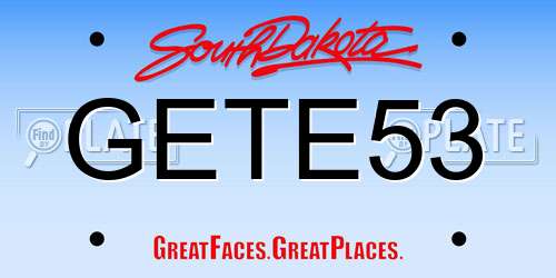 GETE53 South Dakota License Plate