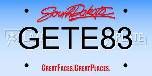 GETE83 South Dakota License Plate