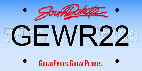 GEWR22 South Dakota License Plate