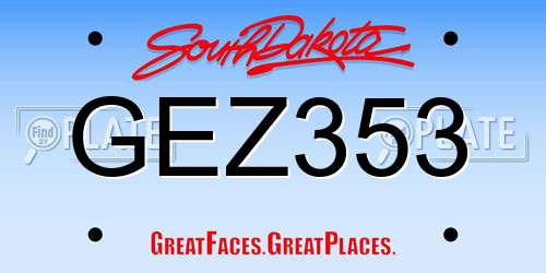 GEZ353 South Dakota License Plate
