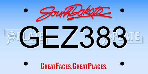 GEZ383 South Dakota License Plate