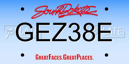 GEZ38E South Dakota License Plate