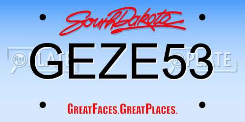 GEZE53 South Dakota License Plate