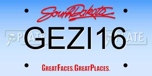 GEZI16 South Dakota License Plate