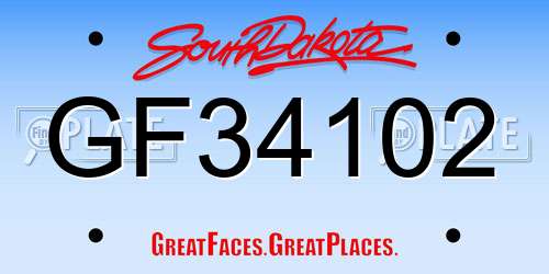 GF34102 South Dakota License Plate