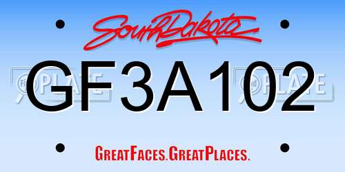 GF3A102 South Dakota License Plate