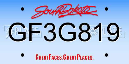 GF3G819 South Dakota License Plate