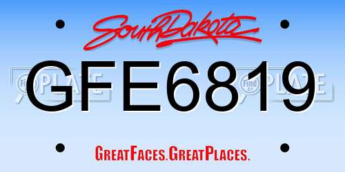 GFE6819 South Dakota License Plate