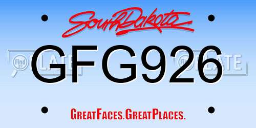 GFG926 South Dakota License Plate