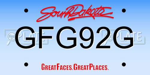 GFG92G South Dakota License Plate