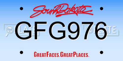 GFG976 South Dakota License Plate