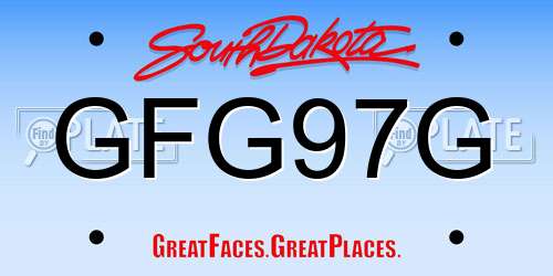 GFG97G South Dakota License Plate