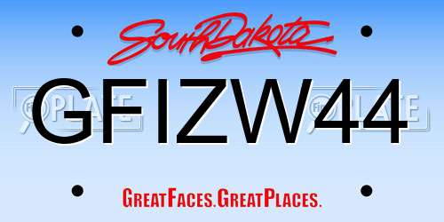 GFIZW44 South Dakota License Plate