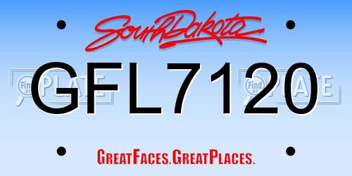 GFL7120 South Dakota License Plate