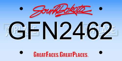 GFN2462 South Dakota License Plate