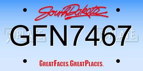 GFN7467 South Dakota License Plate