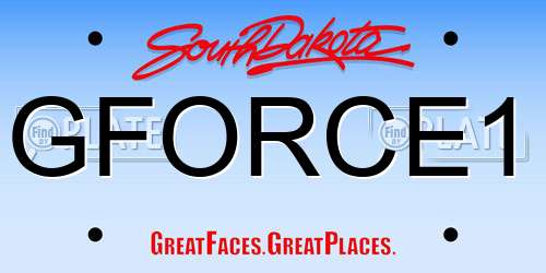 GFORCE1 South Dakota License Plate