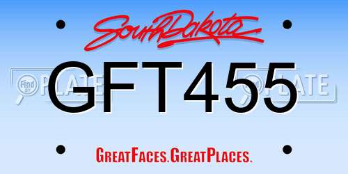 GFT455 South Dakota License Plate