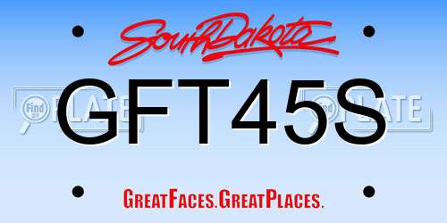 GFT45S South Dakota License Plate