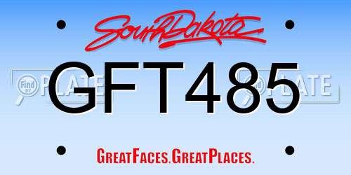 GFT485 South Dakota License Plate