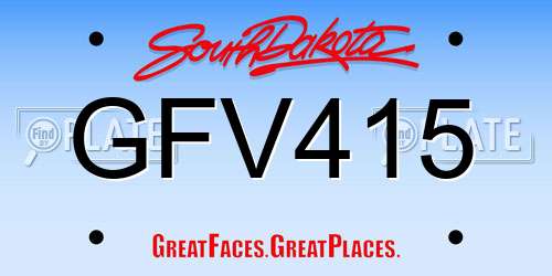 GFV415 South Dakota License Plate