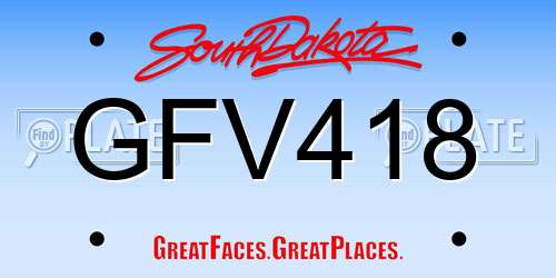 GFV418 South Dakota License Plate