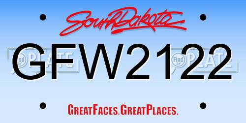 GFW2122 South Dakota License Plate