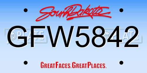 GFW5842 South Dakota License Plate
