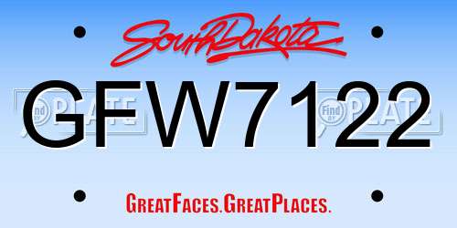 GFW7122 South Dakota License Plate