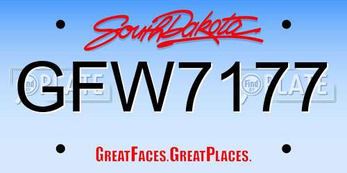 GFW7177 South Dakota License Plate