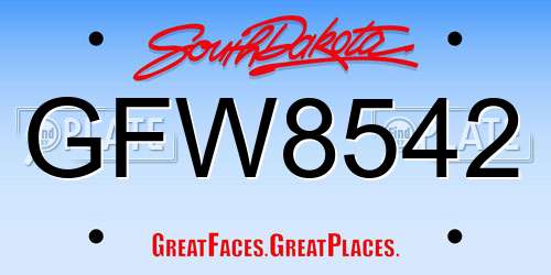 GFW8542 South Dakota License Plate