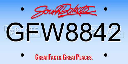 GFW8842 South Dakota License Plate