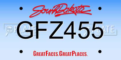 GFZ455 South Dakota License Plate