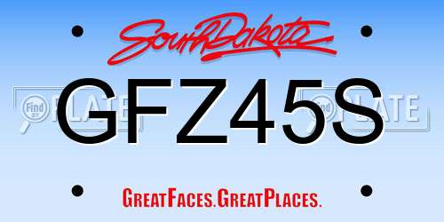 GFZ45S South Dakota License Plate