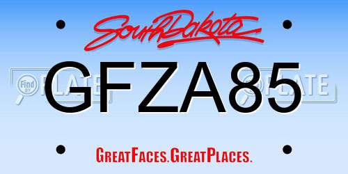 GFZA85 South Dakota License Plate