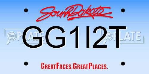 GG1I2T South Dakota License Plate