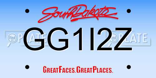 GG1I2Z South Dakota License Plate